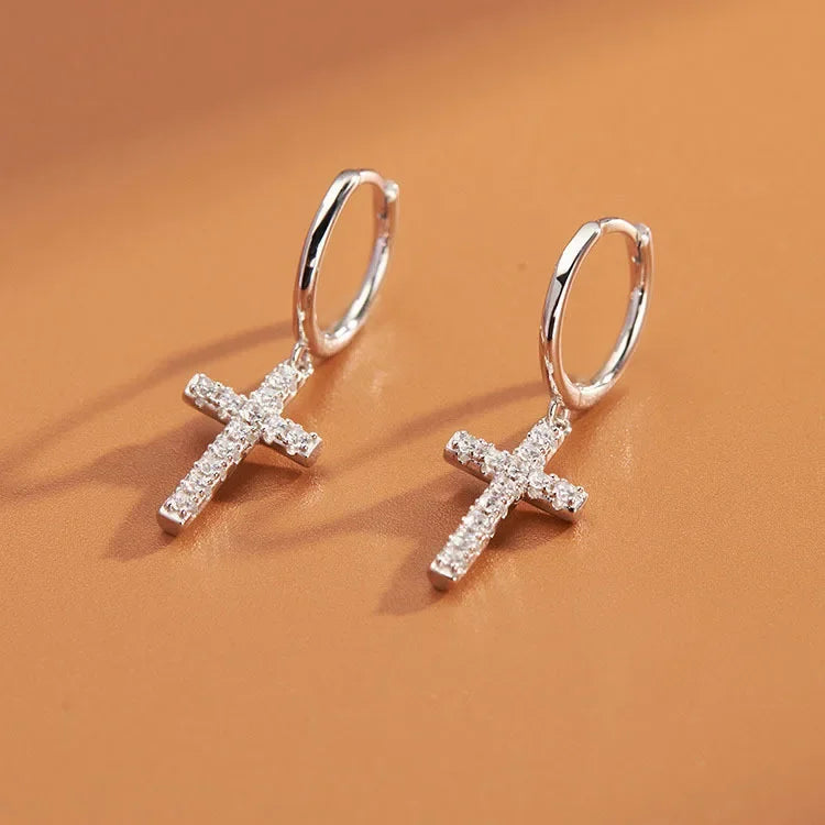 925 Sterling Silver Cross Earrings Creative Hot Sexy Jewelry For Women Gift Customized