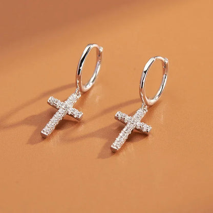 925 Sterling Silver Cross Earrings Creative Hot Sexy Jewelry For Women Gift Customized