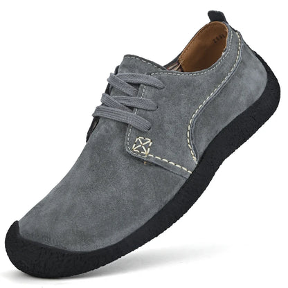 Suede Leather Casual Shoes For Men Lace Up Light Outdoor Sneakers Men Hiking Footwear Flats For Trekking Plus Size 38-46