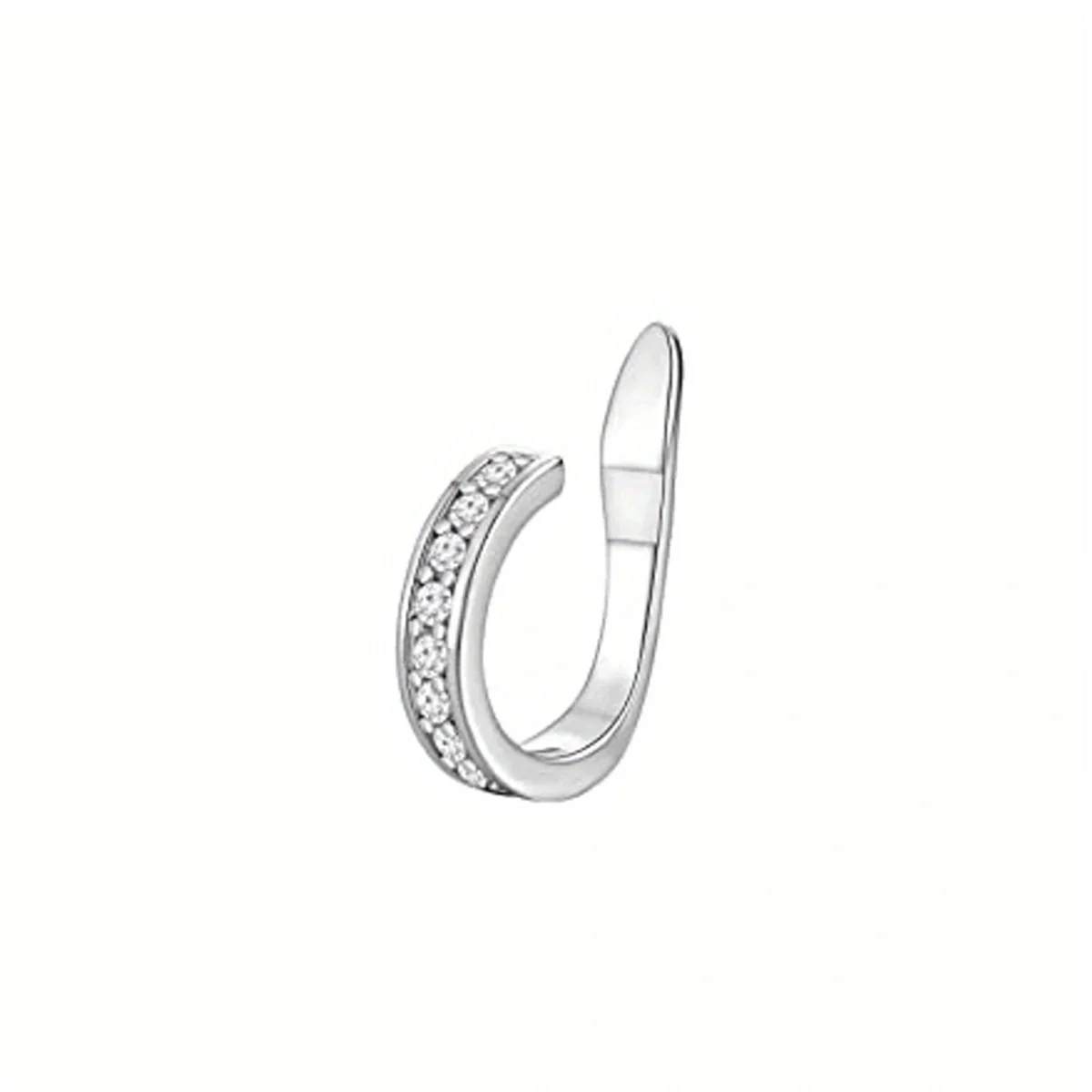 1Pc Hypoallergenic Huggie Earring Cuff for Women Men, Sparkling Cubic Zerconia Fake Carilage Clip On Ear No Piercing Jewelry