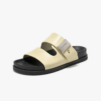 BEAUTODAY Casual Slippers Women Synthetic Leather Platform Buckle Band Roman Summer Outdoors Ladies Flat Shoes Handmade 34073