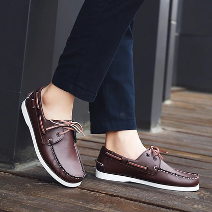 High Quality Genuine Leather Loafers Men's Moccasin Sneakers Men Outdoor Casual Shoes Designer Soft Sole Breathable Leather Shoe