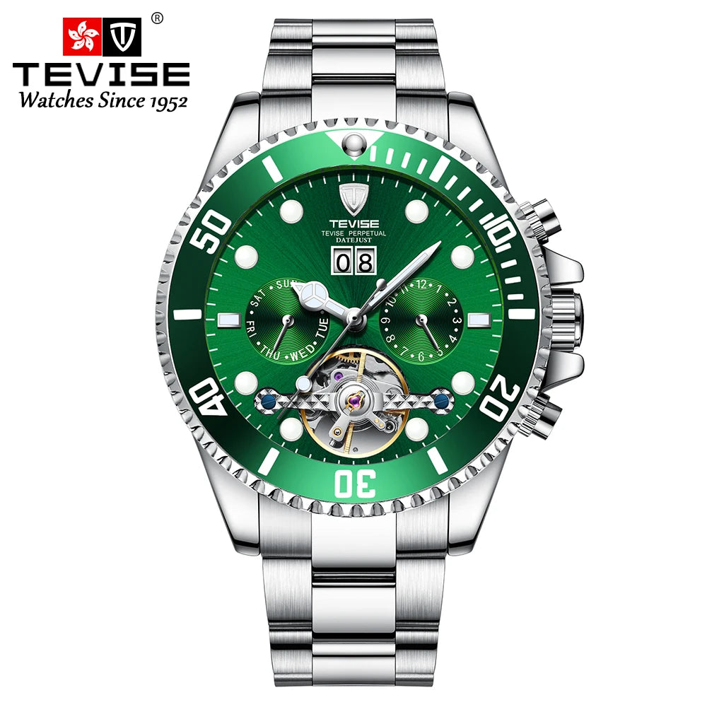 TEVISE Automatic Mechanical For Men Waterproof Luxury Luminous Business&Fashion Stainless Steel Wristwatch