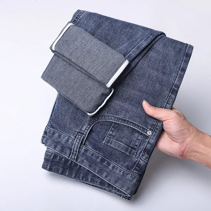 2024 Summer Thin  Elastic Fit Men's Jeans Loose Straight Leg Denim Pants