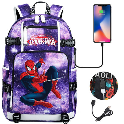 Superhero Spiderman School Backpack Travel Bags Large Waterproof Multifunction USB Charging Backpacks Travel Sport Duffel Bag
