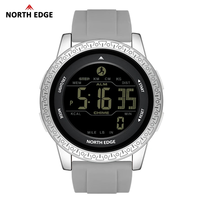 NORTH EDGE NEW APOLLO Men's Digital Watch Sports Waterproof 50M Wristwatches Dual Time Pedometer Stopwatch Alarm Clock For Women