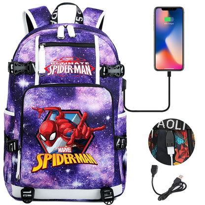 Superhero Spiderman School Backpack Travel Bags Large Waterproof Multifunction USB Charging Backpacks Travel Sport Duffel Bag