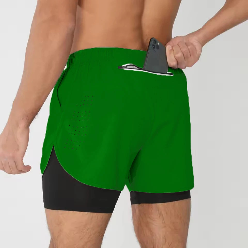 Men's Shorts Summer Sports Shorts 2 In 1 Quick Dry Workout Training Joggers Bodybuilding Fitness Short Pants Gyms Shorts Men