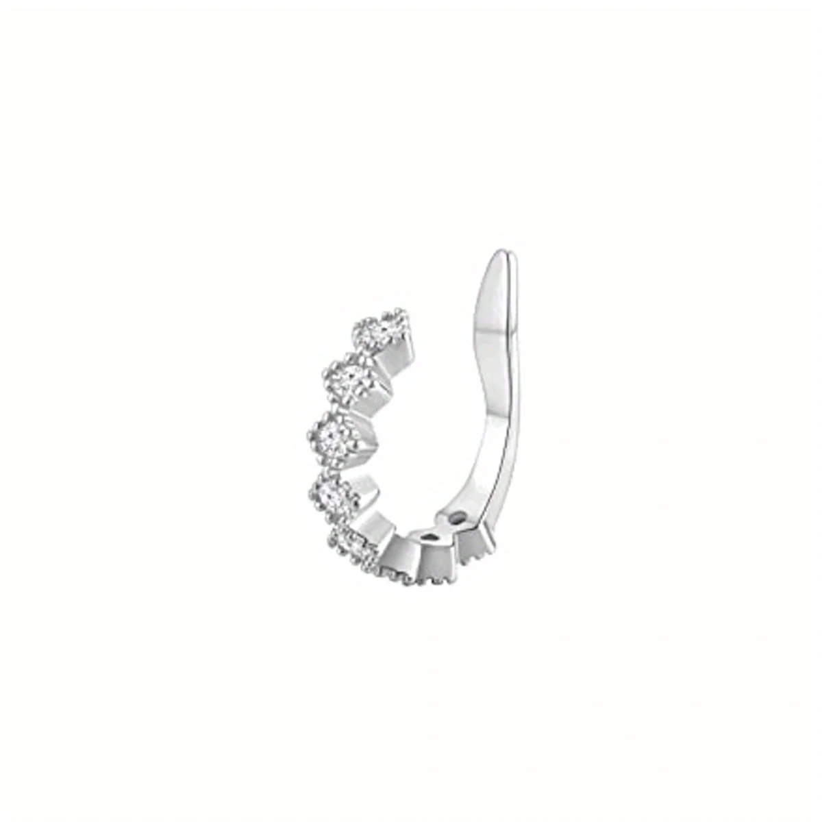 1Pc Hypoallergenic Huggie Earring Cuff for Women Men, Sparkling Cubic Zerconia Fake Carilage Clip On Ear No Piercing Jewelry