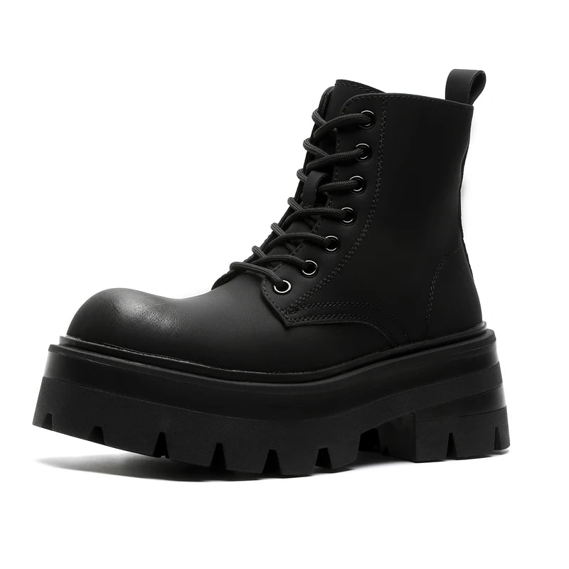 Autumn Men Casual Platform Boots Lace Up Sneakers Plush Chunky Ankle Boots Outdoor High-top Sneakers Comfortable Zip Shoes 38-46