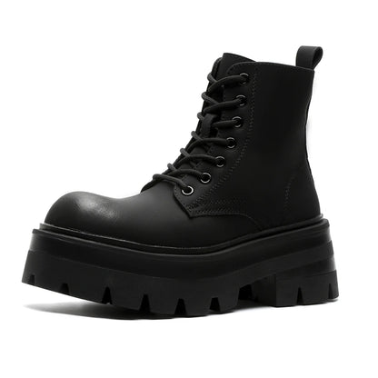 Autumn Men Casual Platform Boots Lace Up Sneakers Plush Chunky Ankle Boots Outdoor High-top Sneakers Comfortable Zip Shoes 38-46
