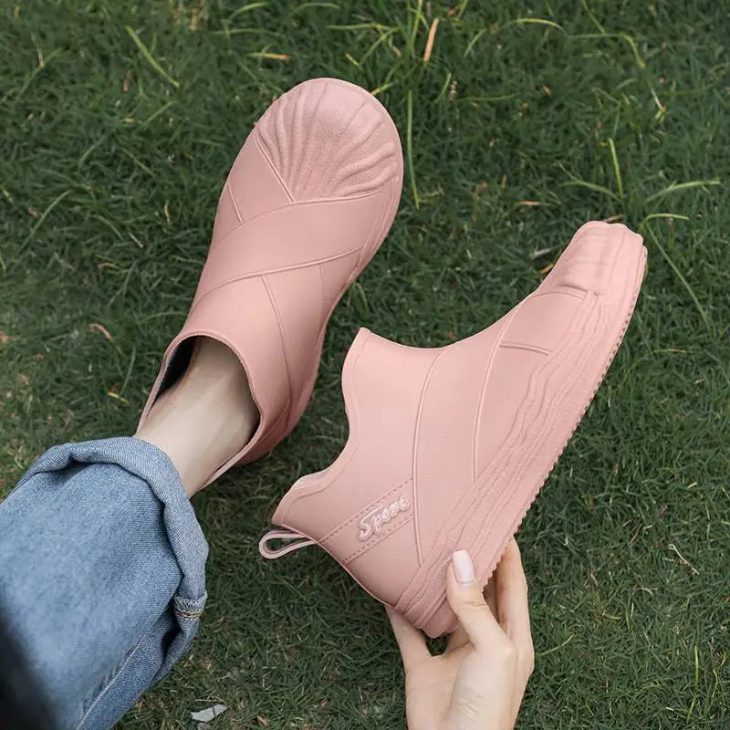 Gacimy Women's New Rain Shoes 2025 Fashion Outdoor Waterproof Garden Shoes Antiskid Rain Boots Cozy Soft Bottom Lady Short Boots