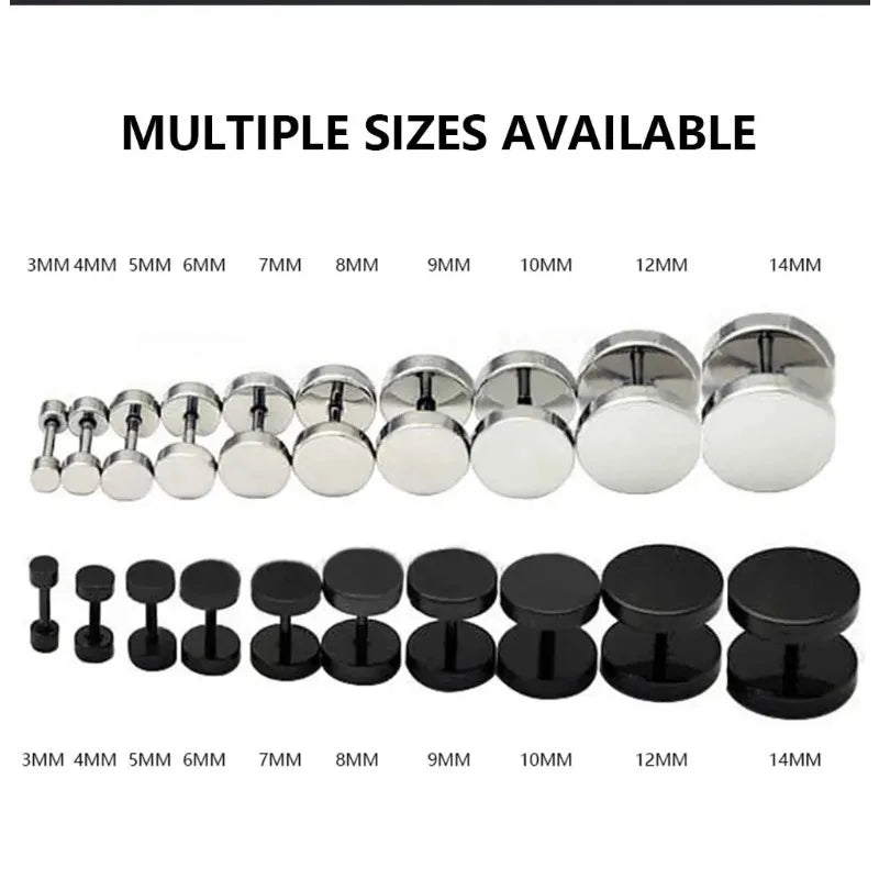 1Pair Stainless Steel Round Circle Stud Earrings For Men Women Not Fade Ear Rings Jewelry