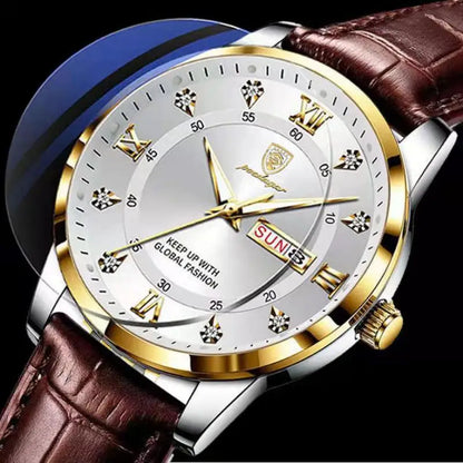 POEDAGAR Luxury Business Man Wristwatch Waterproof Luminous Leather Men's Quartz Watch High Quality Fashion Watches For Men Gift
