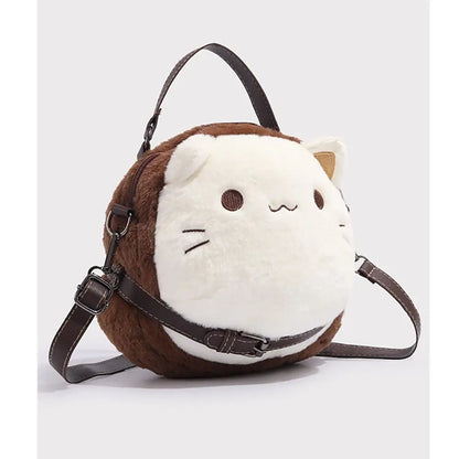 2025 Cute Plush Backpack Student Schoolbag Fashion Cartoon Furry Cat Bag Adorable Kitten Handbag for Woman Kids