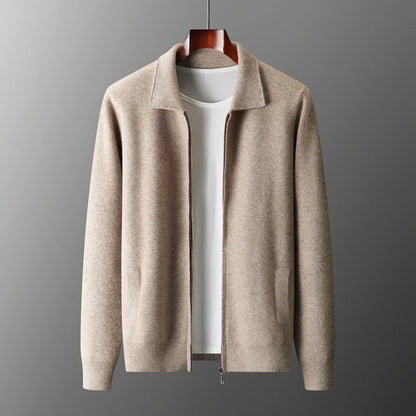 6-color autumn and winter new 2025 men's 100% wool  cardigan sweater casual knitted lapel men's business sweater Solid color