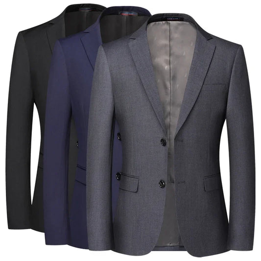 2025 Blazer New Men's Fashion Business Solid Color British Style Professional Work Groom Wedding Dress Best Man Blazer Jacket