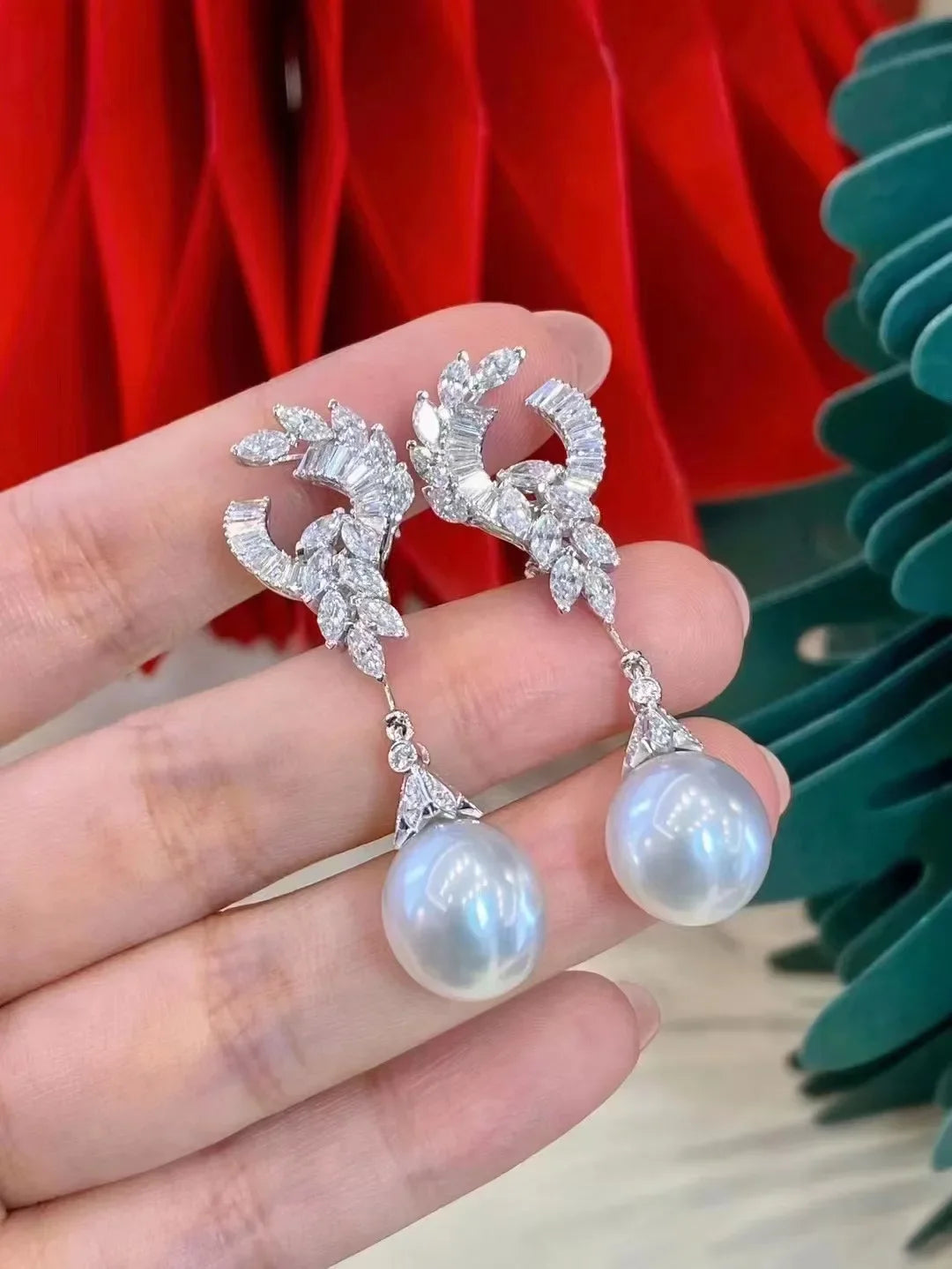 Beautiful South Sea Round AAAA 9-10mm10-11mm 11-12mm Natural White Pearl Pendant Earrings 925s