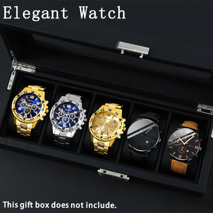 Men Watch 5pcs/sets, Fashion Men Casual Quartz Watches Analog Alloys Strap & PU Leather Combination Matching Wristwatch Sets.