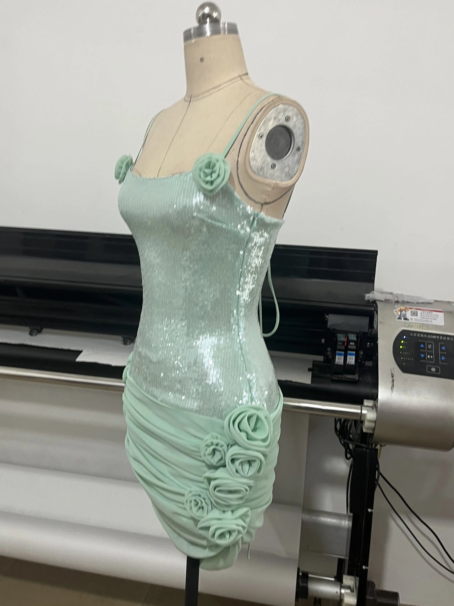 Sexy Spaghetti Strap Backless Prom Dresses for Women Luxury 2025 Summer Sequins Flower Lace-up Pleated Mini Dress Elegant Gowns