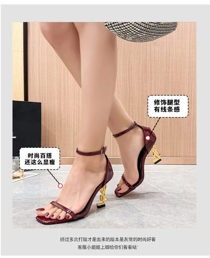 2025 New Fashion Women's Sandals with One Word High Heels Women's Shoes Fashion Women's Sandals with High Heels