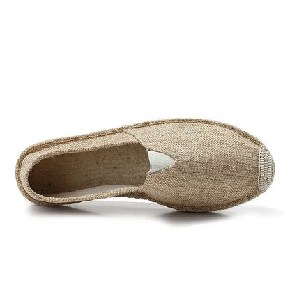 Canvas Flat Shoes Women Sewing Flax Shoes Slip on Loafers Casual Shoes Man Espadrilles Hemp Plus Size Fisherman Driving Footwear