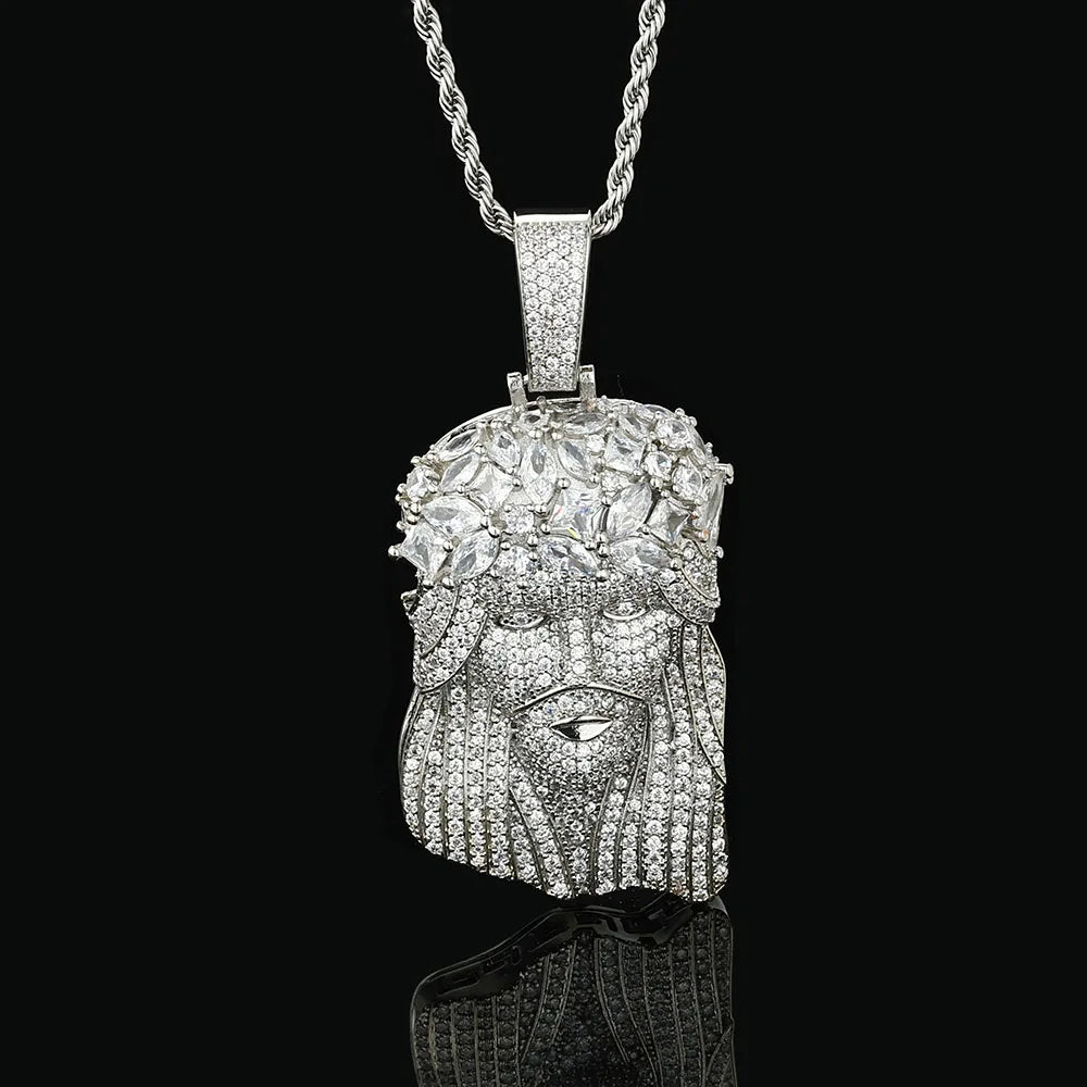 Hip Hop Iced out Jesus Pendant Necklace Customizable Bling Bling Diamond Christian Religious Jesus Pendant Jewelry Gift
