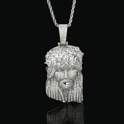 Hip Hop Iced out Jesus Pendant Necklace Customizable Bling Bling Diamond Christian Religious Jesus Pendant Jewelry Gift