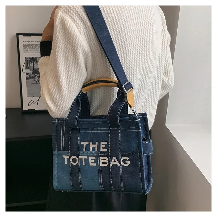 Fashion Patchwork Denim Tote Bag Designer Letters Women Handbags Luxury Shoulder Crossbody Bags Casaul Big Shopper Purses 2023