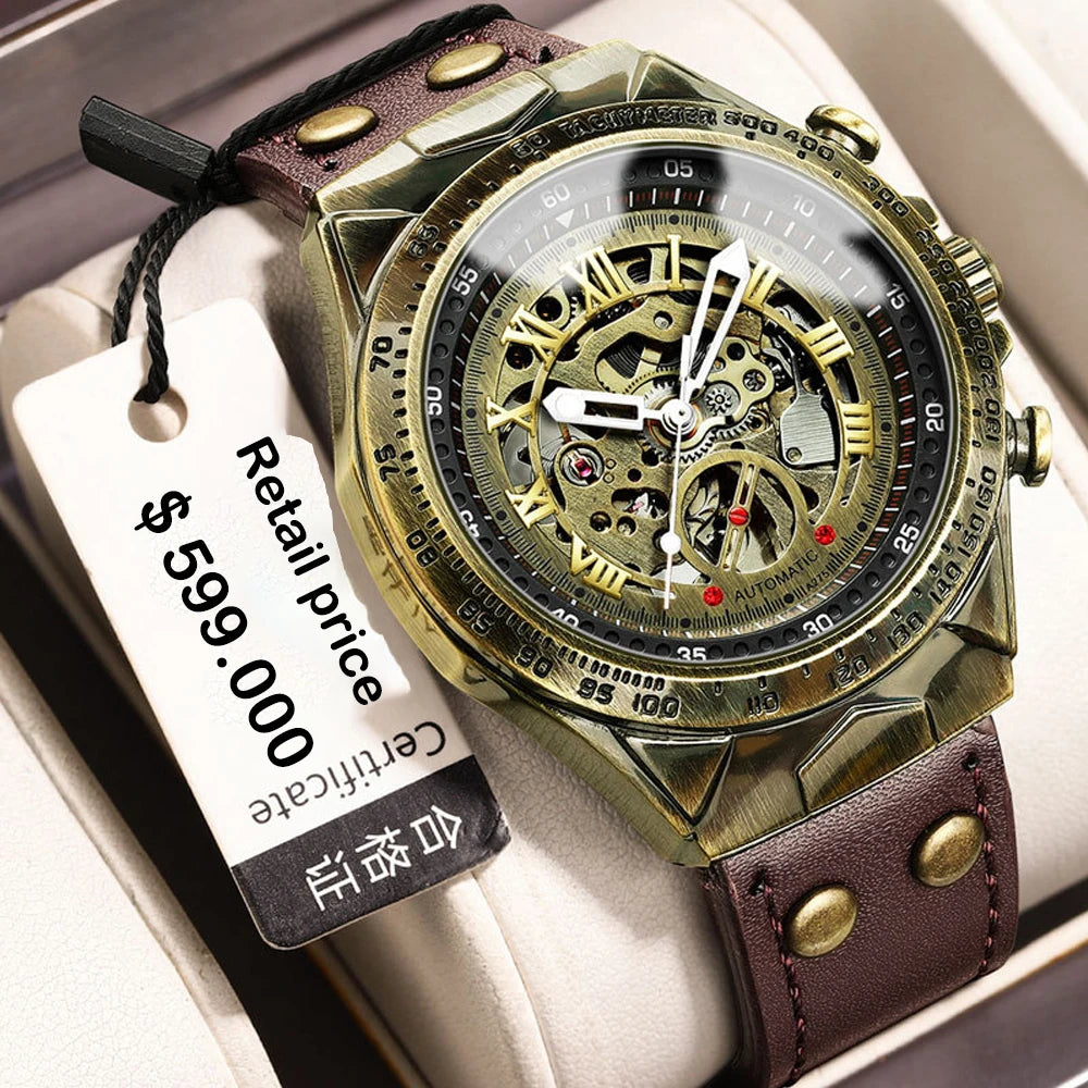 (Copy) BINBOND New Top Brand High-end Quality Retro Men's Fashion Casual Bronze Automatic Mechanical Watch Reloj Hombre Man Watch