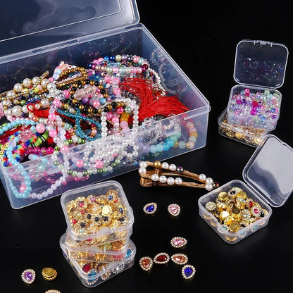 Small Bead Organizer Cases Plastic Organizer Box Mini Clear Bead Storage Container Box with Hinged Lid for DIY Jewelry Supply