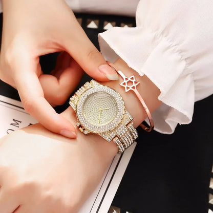 New Women Stainless Steel Full Diamond Wrist Watches Casual Luxury Ladies Quartz Watch Clock Relogio Feminino