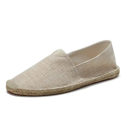 Canvas Flat Shoes Women Sewing Flax Shoes Slip on Loafers Casual Shoes Man Espadrilles Hemp Plus Size Fisherman Driving Footwear