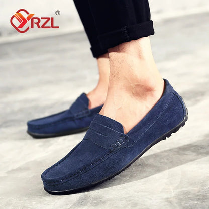 YRZL Men suede Loafers Breathable Driving Outdoor Casual Slip on Shoes for Man Lightweight Comfortable Non Slip Summer Men Shoes
