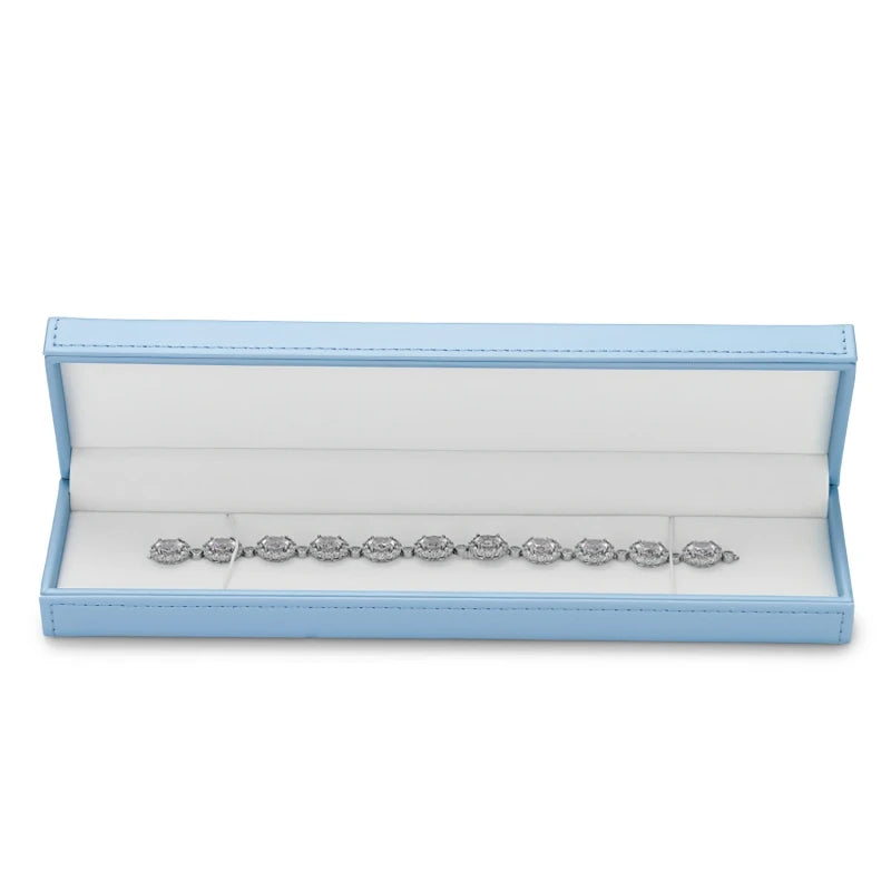 Oirlv Blue Jewelry Box Gift Boxes PU Leather Jewelry Boxes Wholesale Blue Wedding Ring Earring Bracelet Necklace Jewelry Box Set