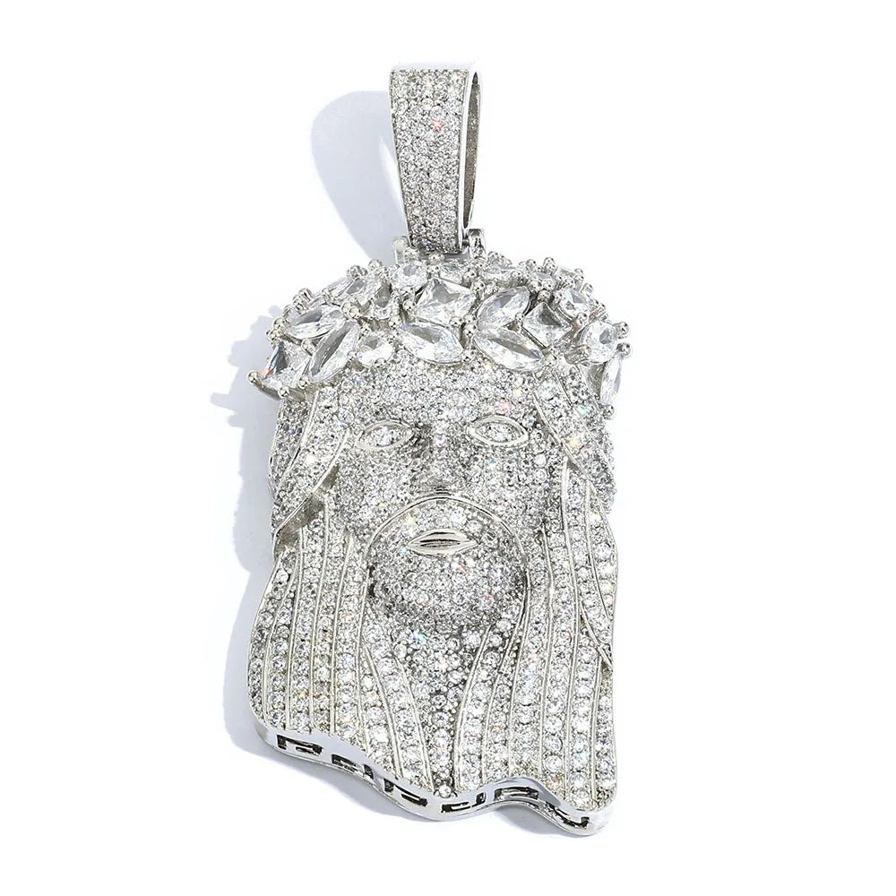 Hip Hop Iced out Jesus Pendant Necklace Customizable Bling Bling Diamond Christian Religious Jesus Pendant Jewelry Gift