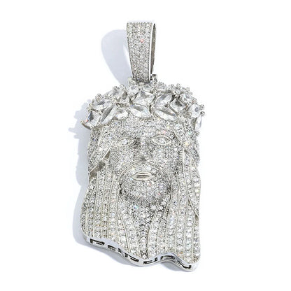 Hip Hop Iced out Jesus Pendant Necklace Customizable Bling Bling Diamond Christian Religious Jesus Pendant Jewelry Gift
