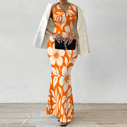 Tropical Floral Print Cowl Neck Maxi Dress for Women 2025 - Bold & Colorful Summer Dress for Parties, Vacation, XS-2XL