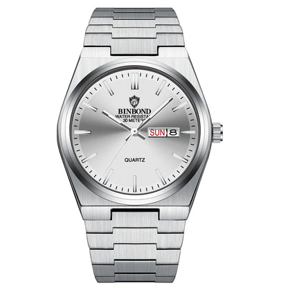 BINBOND Top Brand New 103 Fashionable Men's Quartz Watch Waterproof Night Light Dual Calendar Ultra Thin Men's Quartz Watch