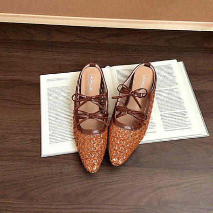 Summer Hollow Out Women Mules Slippers Elegant Butterfly-knot Slides Ladies Outdoor Street Style Sandalias