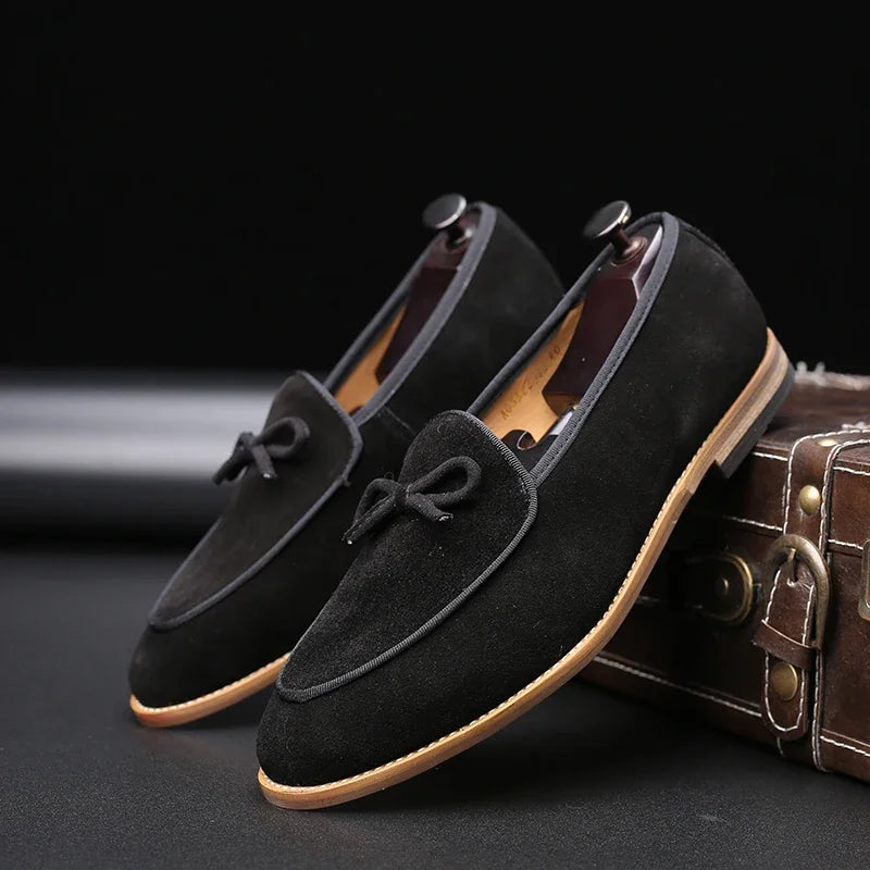 Fashion Men's Casual Shoes Cow Suede Genuine Leather Mens Slip-on Outdoor Driving Flats Classic Buckle Monk Loafers for Men