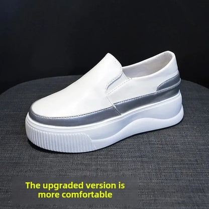 Spring Genuine Leather Soft Outsole Work Shoes Female Black Swing Shoes Woman Plus Size Wedges Single Shoes Zapatillas