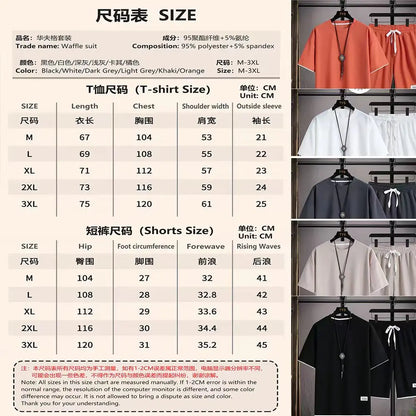Men's Two Piece Set Linen Fabric Casual T-Shirt And Shorts Set Mens Sports Suit Summer Fashion Short Sleeve Tracksuit Men Suits