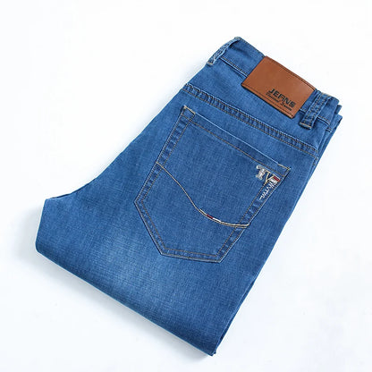 Plus Size 28-42 Men's Jeans Spring Summer Thin Business Classic Stretch Straight Denim Pants Male Brand Casual Loose Trousers