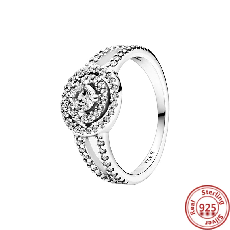 NEW 925 Sterling Silver Rings Sparkling Original Design Women Heart Daisy Flower Wishbone Ring Jewelry Engagement Female Gift