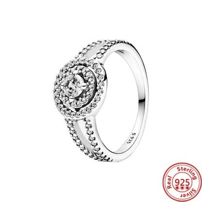 NEW 925 Sterling Silver Rings Sparkling Original Design Women Heart Daisy Flower Wishbone Ring Jewelry Engagement Female Gift