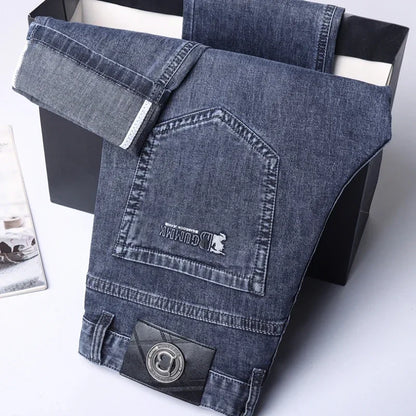2024 Summer Thin  Elastic Fit Men's Jeans Loose Straight Leg Denim Pants