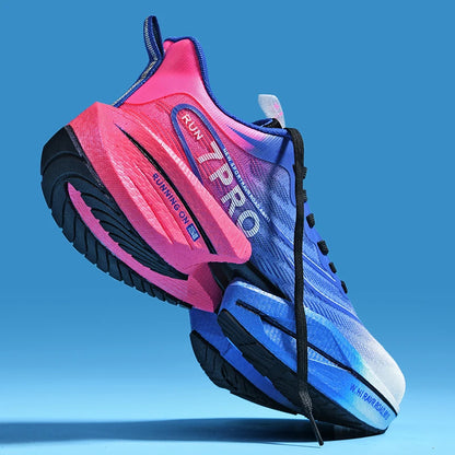 Carbon Plate Couple's Running Shoes Shock-Absorbing Rebound Ultra-Light Sports Shoes for Men and Women Summer Mesh Breathable Po