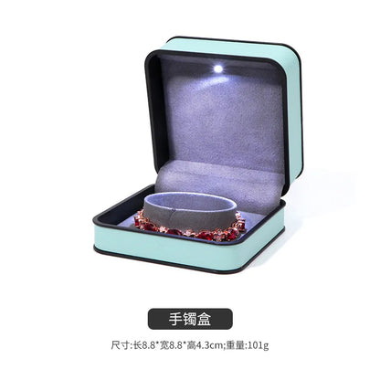 LED Enhanced Jewelry Box Round Black Frame Organizer for Rings Necklaces Bracelets Boutique  Gift Packaging