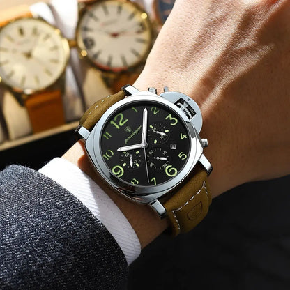 POEDAGAR Fashion Luxury Men Wristwatch Waterproof Luminous Chronograph Date Man Watch Unique Sports Leather Quartz Men's Watches
